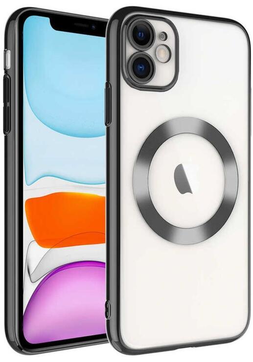 iPhone 11 Kılıf Kamera ve Lens Korumalı Magsafe Şeffaf Renkli Çerçeveli Sert PC Lüx Kapak