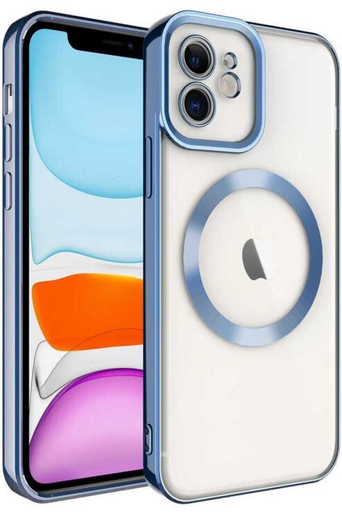 iPhone 11 Kılıf Magsafe Köşeleri Renkli Lüx Şeffaf Kamera Korumalı Silikon