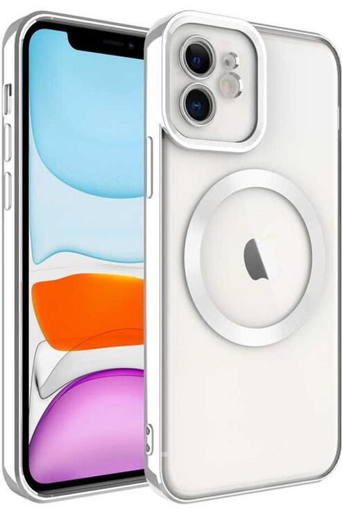 iPhone 11 Kılıf Magsafe Köşeleri Renkli Lüx Şeffaf Kamera Korumalı Silikon