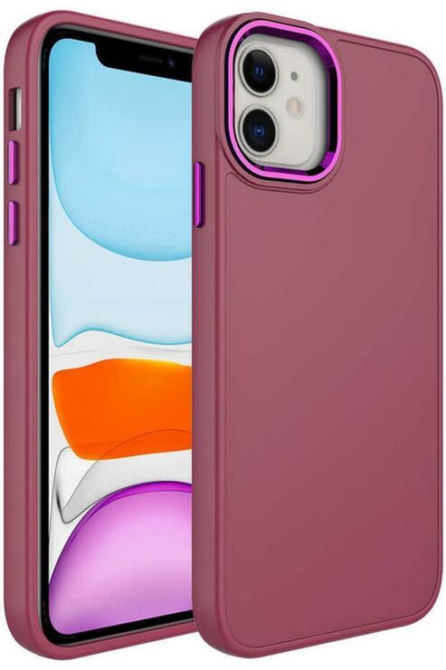 iPhone 11 Kılıf Renkli Tasarım Metal Buton ve Kamera Çıkıntılı