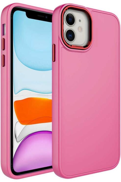 iPhone 11 Kılıf Renkli Tasarım Metal Buton ve Kamera Çıkıntılı