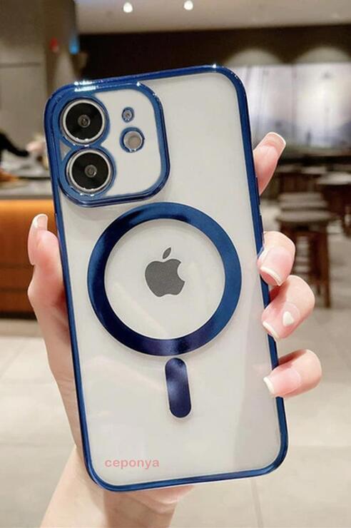 iPhone 11 Köşeleri Renkli Şeffaf Kamera Korumalı Magsafe Luxury