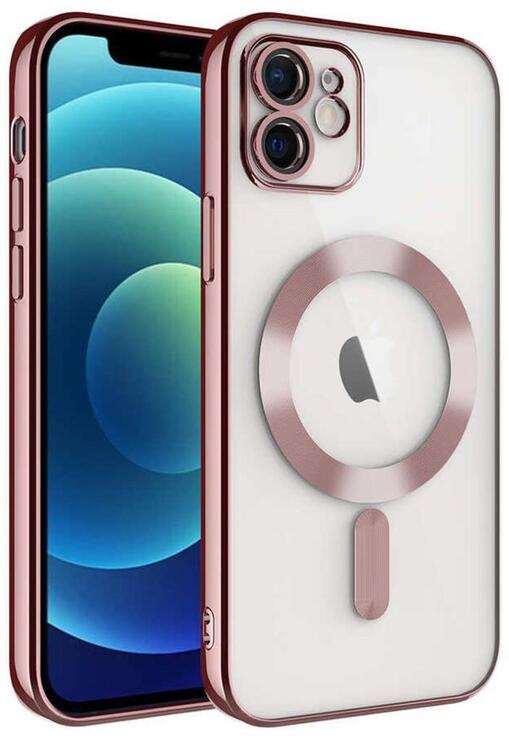 iPhone 12 Kılıf Magsafe Köşeleri Renkli Şeffaf Kamera Lens Korumalı