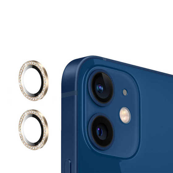 iPhone 12 Mini Kamera Lens Koruyucu Taşlı Tasarım