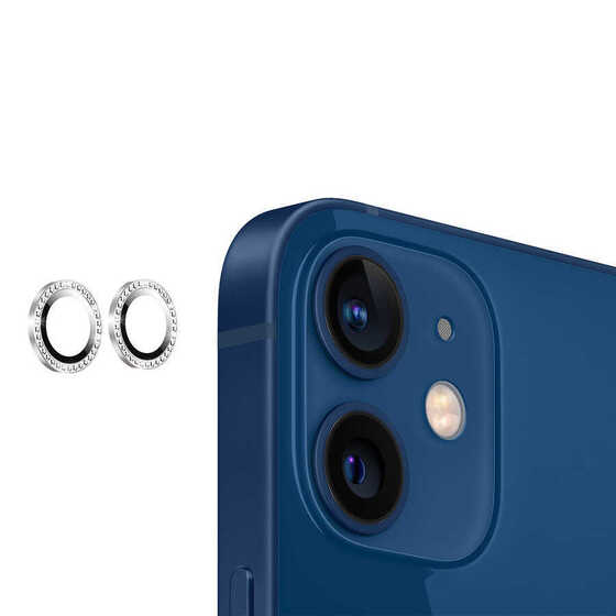 iPhone 12 Mini Kamera Lens Koruyucu Taşlı Tasarım