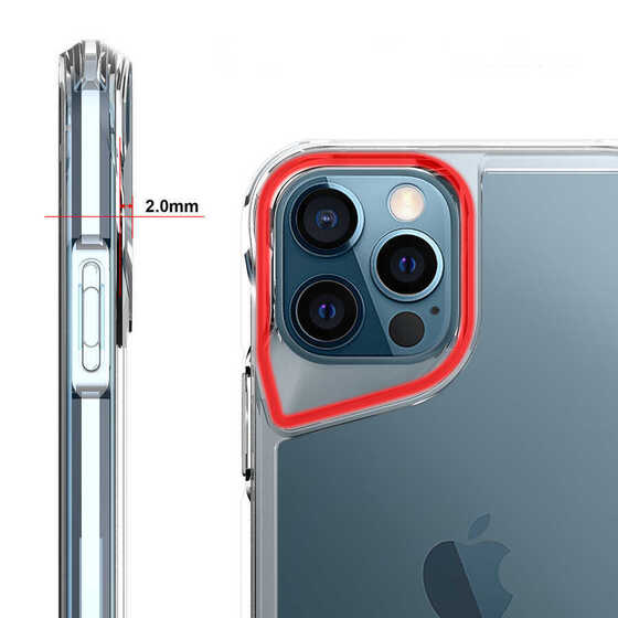 iPhone 12 Pro Kılıf Kamera Çıkıntılı Lüx Şeffaf Silikon