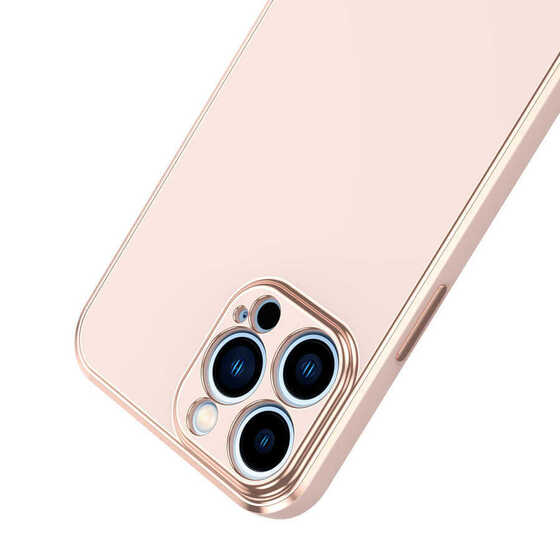 iPhone 12 Pro Kılıf Kamera Korumalı Altın Kenar Tasarım Silikon