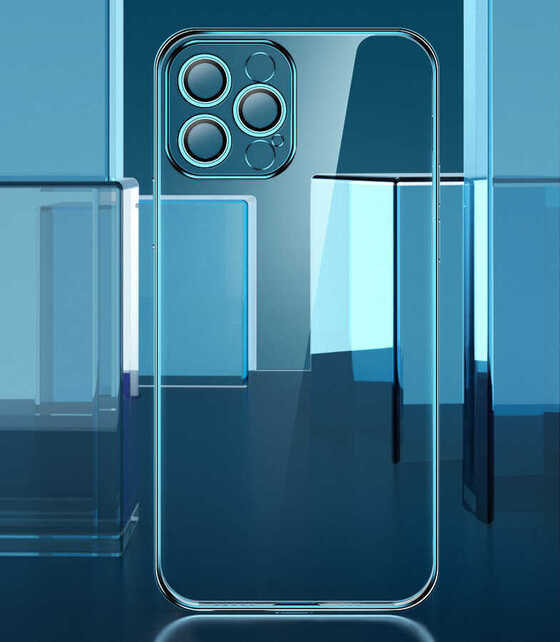 iPhone 12 Pro Kılıf  Şeffaf Lüx Sade Tasarım Blok