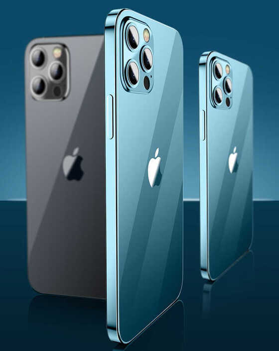 iPhone 12 Pro Kılıf  Şeffaf Lüx Sade Tasarım Blok