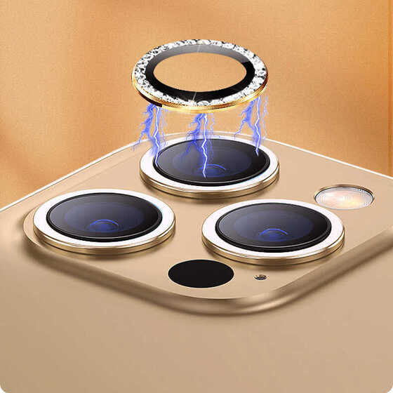 iPhone 12 Pro Max Kamera Lens Koruyucu Taşlı Tasarım