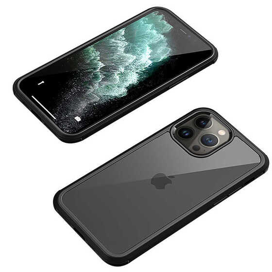 iPhone 12 Pro Max Kılıf Dor Silikon 360 Temperli Cam Kapak