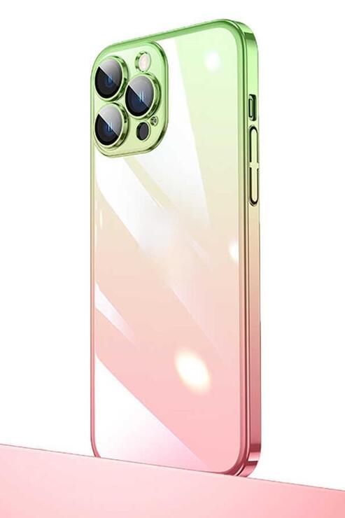 iPhone 12 Pro Max Kılıf Parlak Renk Geçişli Kamera Korumalı Senkron Kapak