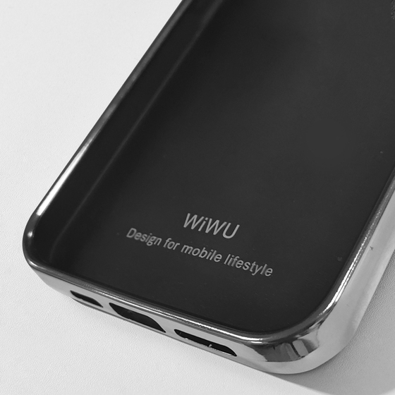 iPhone 13 Mini Uyumlu Kılıf Wiwu Genuine Leather Silver Calfskin Orjinal Deri Kapak