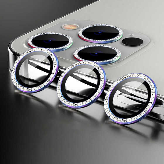 iPhone 13 Pro Max ​​​​Kamera Lens Koruyucu Taşlı Tasarım
