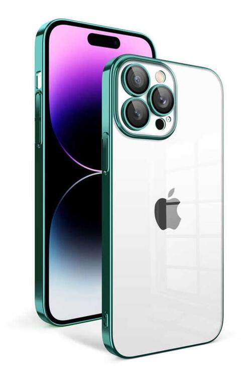 iPhone 13 Pro Max Kılıf Kamera Korumalı Renkli Çerçeveli Garaj Kapak