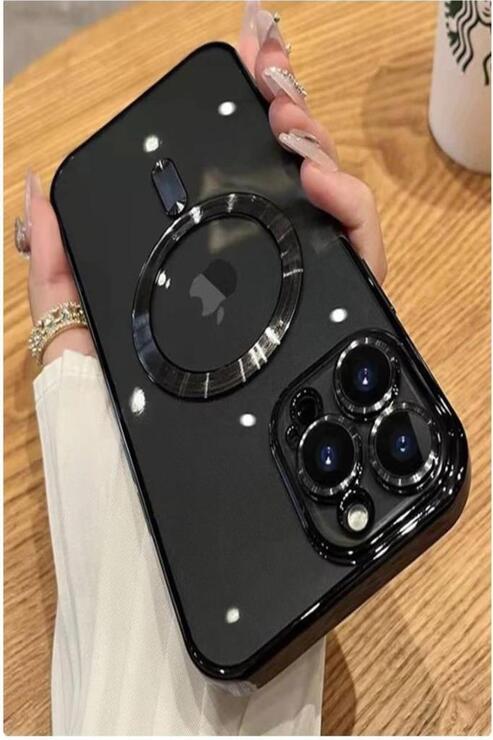 iPhone 13 Pro Max Kılıf Magsafe Köşeleri Renkli Lüx Şeffaf Kamera Lens Korumalı
