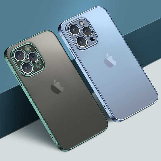 iPhone 13 Pro Max Kılıf Mat Gbox Renkli Kenar Lüx Silikon