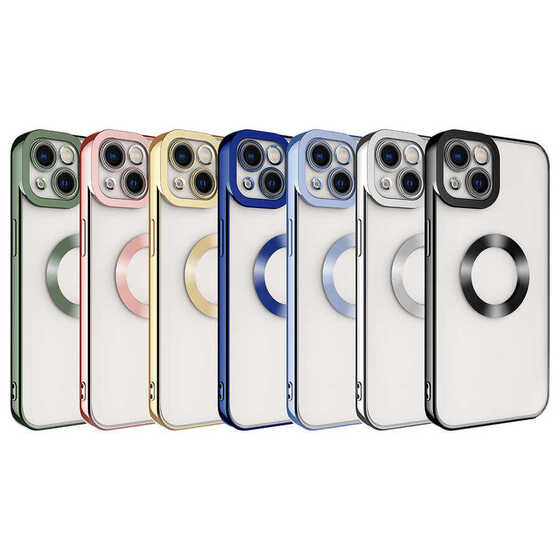 Iphone 14 Kılıf Uyumlu Köşeleri Renkli Şeffaf Kamera Korumalı Silikon Luxury Kapak
