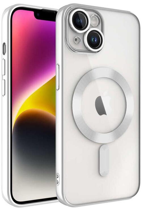 iPhone 14 Plus Magsafe Köşeleri Renkli Lüx Şeffaf Kamera Lens Korumalı