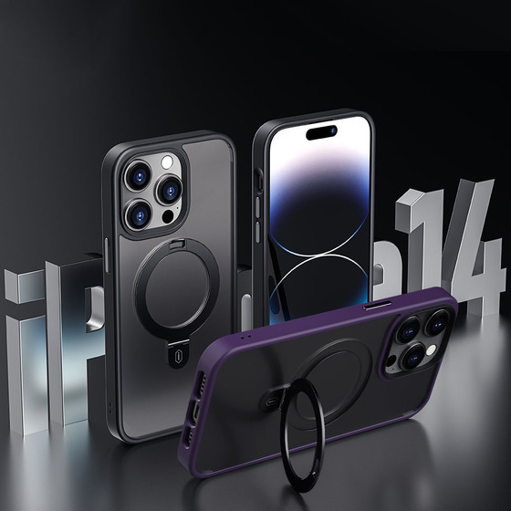 iPhone 14 Plus Uyumlu Kılıf Wiwu ZMM-010 Magsafe Şarj Özellikli Mat Transparan Standlı Kapak