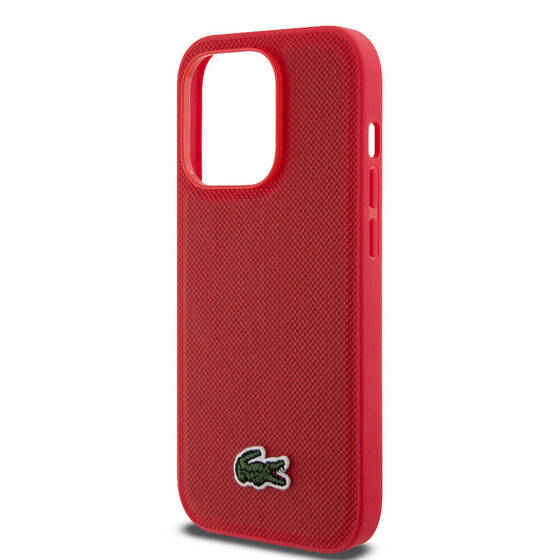 iPhone 14 Pro Kılıf Lacoste Orjinal Lisanslı PU Pike Desenli İkonik Timsah Dokuma Logolu Kırmızı