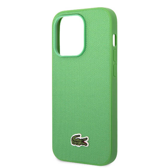 iPhone 14 Pro Kılıf Lacoste Orjinal Lisanslı PU Pike Desenli İkonik Timsah Dokuma Logolu Yeşil