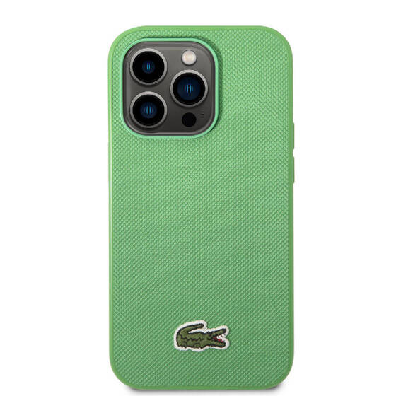 iPhone 14 Pro Max Kılıf Lacoste Orjinal Lisanslı PU Pike Desenli İkonik Timsah Dokuma Logolu Yeşil