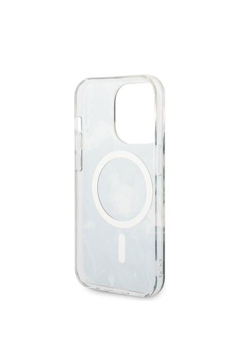 iPhone 14 Pro Max Uyumlu Kılıf GUESS Magsafe Şarj Özellik Yaprak Desenli Magsafe Şarj Kablolu Kapak