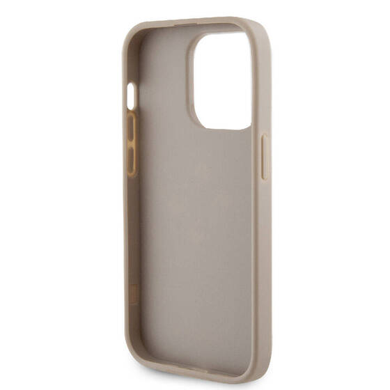 iPhone 14 Pro Max Uyumlu Kılıf Guess Orjinal Lisanslı Delikli 4G Glitter Büyük Metal Logolu Gold