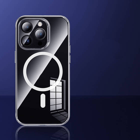 iPhone 14 Pro Max Uyumlu Kılıf Magsafe Şarj Özellikli Benks 1.8mm Ultra İnce Şeffaf Kapak Şeffaf