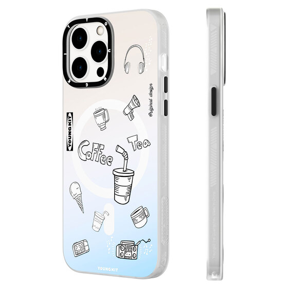 iPhone 14 Pro Max Uyumlu Kılıf Magsafe Şarj Özellikli Desenli Youngkit Plaything Serisi Kapak Beyaz