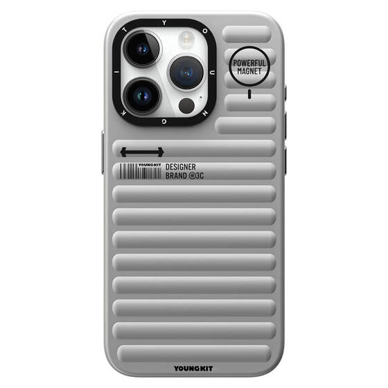 iPhone 14 Pro Max Uyumlu Kılıf Mat Renkli Tasarım YoungKit Original Serisi Kapak Gümüş