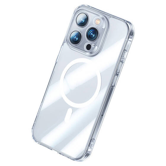 iPhone 14 Pro Uyumlu Kılıf Magsafe Şarj Özellikli Benks Magnetic Shiny Glass Serisi Kapak Şeffaf