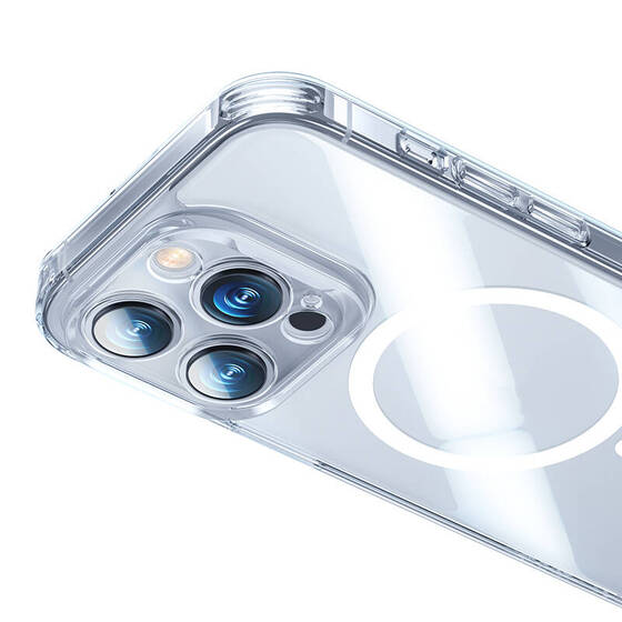 iPhone 14 Pro Uyumlu Kılıf Magsafe Şarj Özellikli Benks Magnetic Shiny Glass Serisi Kapak Şeffaf