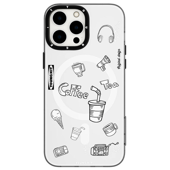 iPhone 14 Pro Uyumlu Kılıf Magsafe Şarj Özellikli Desenli Youngkit Plaything Serisi Kapak Beyaz
