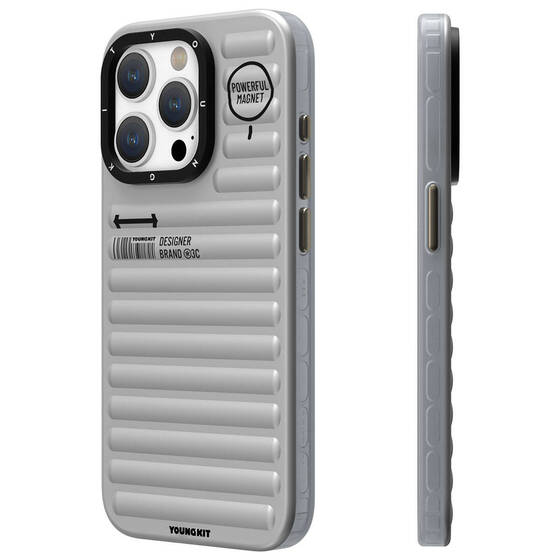 iPhone 14 Pro Uyumlu Kılıf Mat Renkli Tasarım YoungKit Original Serisi Kapak Gümüş