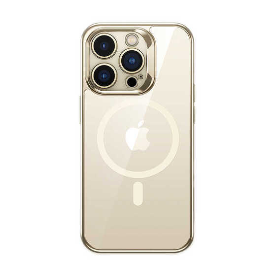 iPhone 14 Pro Uyumlu Magsafe Özellikli Cam Yüzey Ekran Koruyuculu Benks Electroplated Kapak