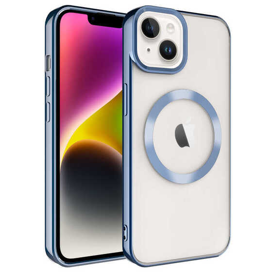 Iphone 14 Uyumlu Kılıf Magsafe Köşeleri Renkli Lüx Şeffaf Kamera Korumalı Silikon Kapak