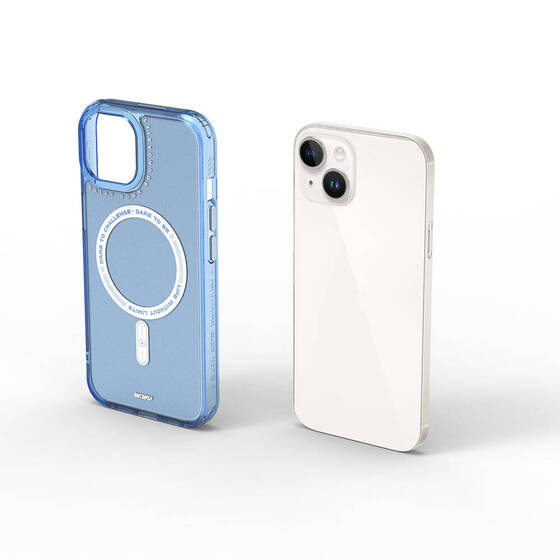 iPhone 15 Kılıf Magsafe Şarj Özellikli Wiwu Basic Color J Serisi Kapak Mavi