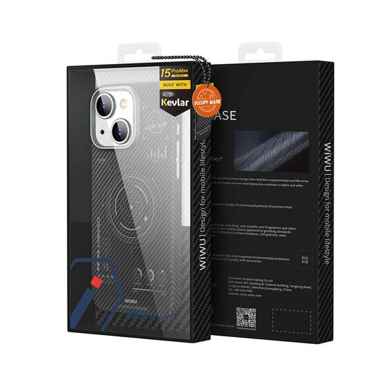 iPhone 15 Kılıf Wiwu HHX-016 Karbon Fiber 600D Mars Kevlar Kapak Siyah