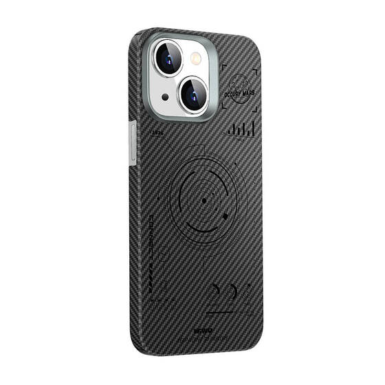 iPhone 15 Plus Kılıf Wiwu HHX-016 Karbon Fiber 600D Mars Kevlar Kapak Siyah