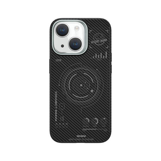 iPhone 15 Plus Kılıf Wiwu HHX-016 Karbon Fiber 600D Mars Kevlar Kapak Siyah