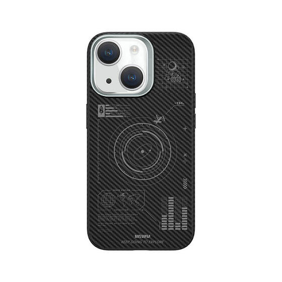 iPhone 15 Plus Kılıf Wiwu KJZ-017 Karbon Fiber 600D Explore Kevlar Kapak Siyah