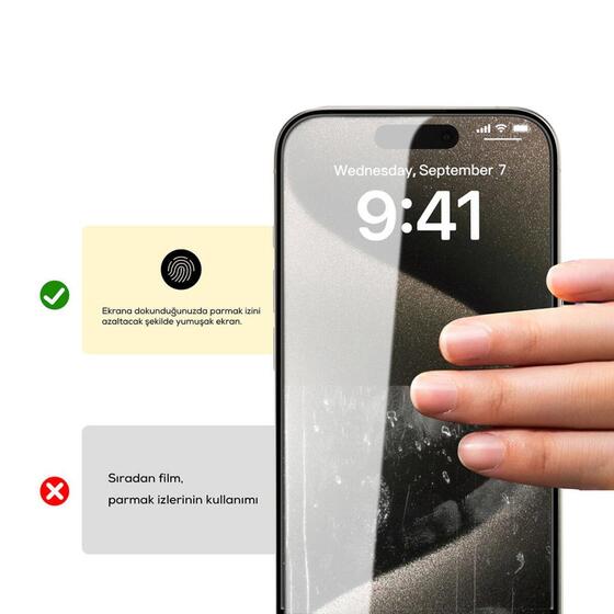 iPhone 15 Plus Premium Privacy Ekstra Korumalı Tam Kaplayan Cam Ekran Koruyucu