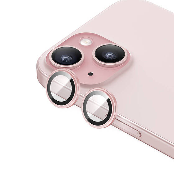 iPhone 15 Plus ​Uyumlu Benks King Kong Corning Kamera Lens Koruyucu Pembe