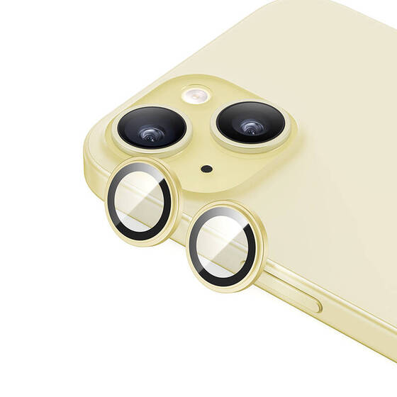 iPhone 15 Plus ​Uyumlu Benks King Kong Corning Kamera Lens Koruyucu Sarı