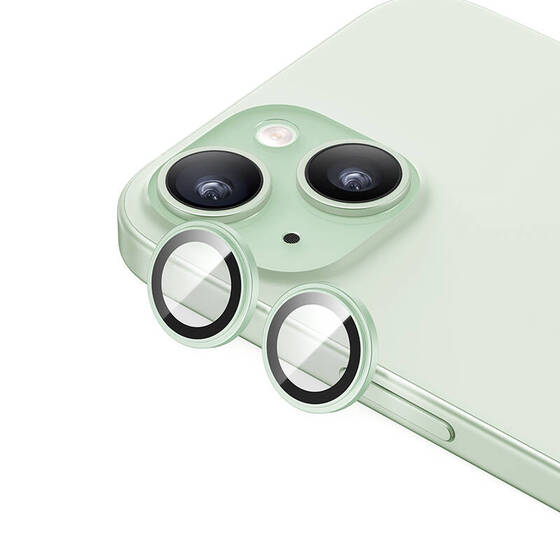 iPhone 15 Plus ​Uyumlu Benks King Kong Corning Kamera Lens Koruyucu Yeşil