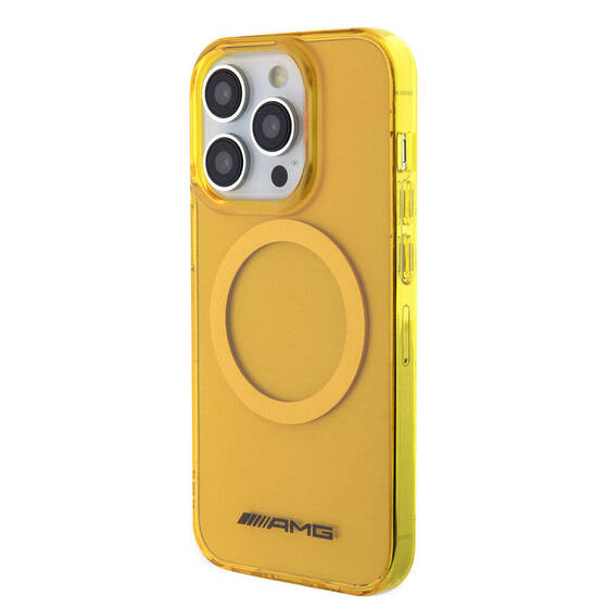 iPhone 15 Pro Kılıf AMG Orjinal Lisanslı Magsafe Şarj Özellikli Transparan Kapak Sarı
