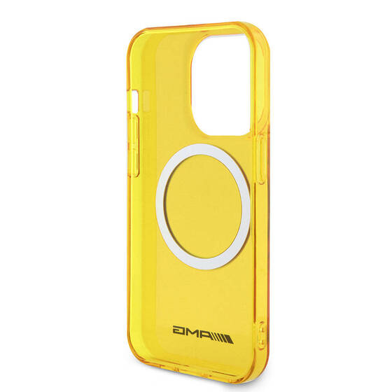 iPhone 15 Pro Kılıf AMG Orjinal Lisanslı Magsafe Şarj Özellikli Transparan Kapak Sarı