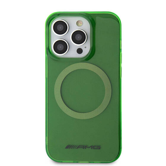 iPhone 15 Pro Kılıf AMG Orjinal Lisanslı Magsafe Şarj Özellikli Transparan Kapak Yeşil